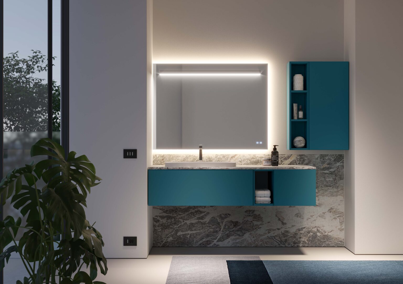 IDEA DOGMA KIT 04 BATHROOM CABINET (MATTE FROG BLUE LACQUERED)