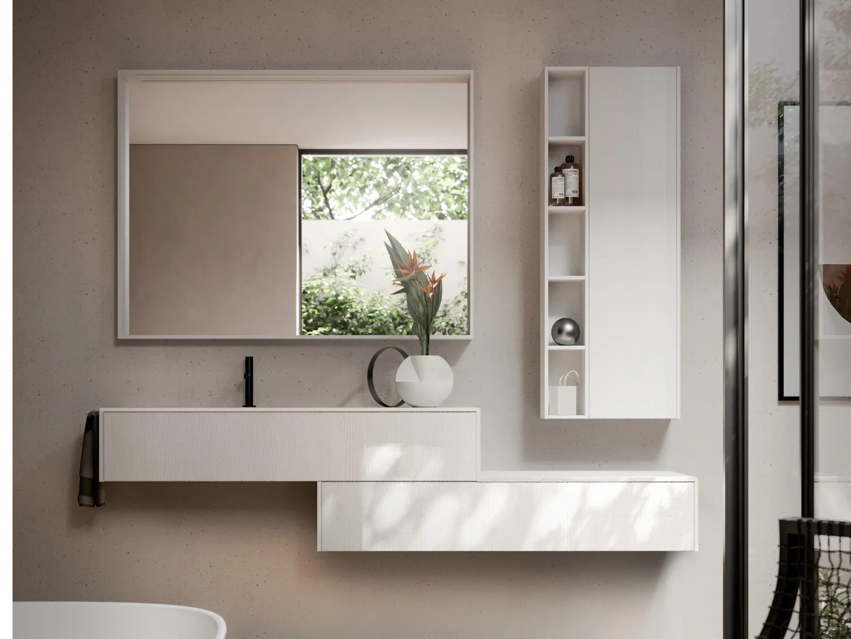 IDEA SENSE KIT 12 BATHROOM CABINET (WHITE LACQUERED TEAK)