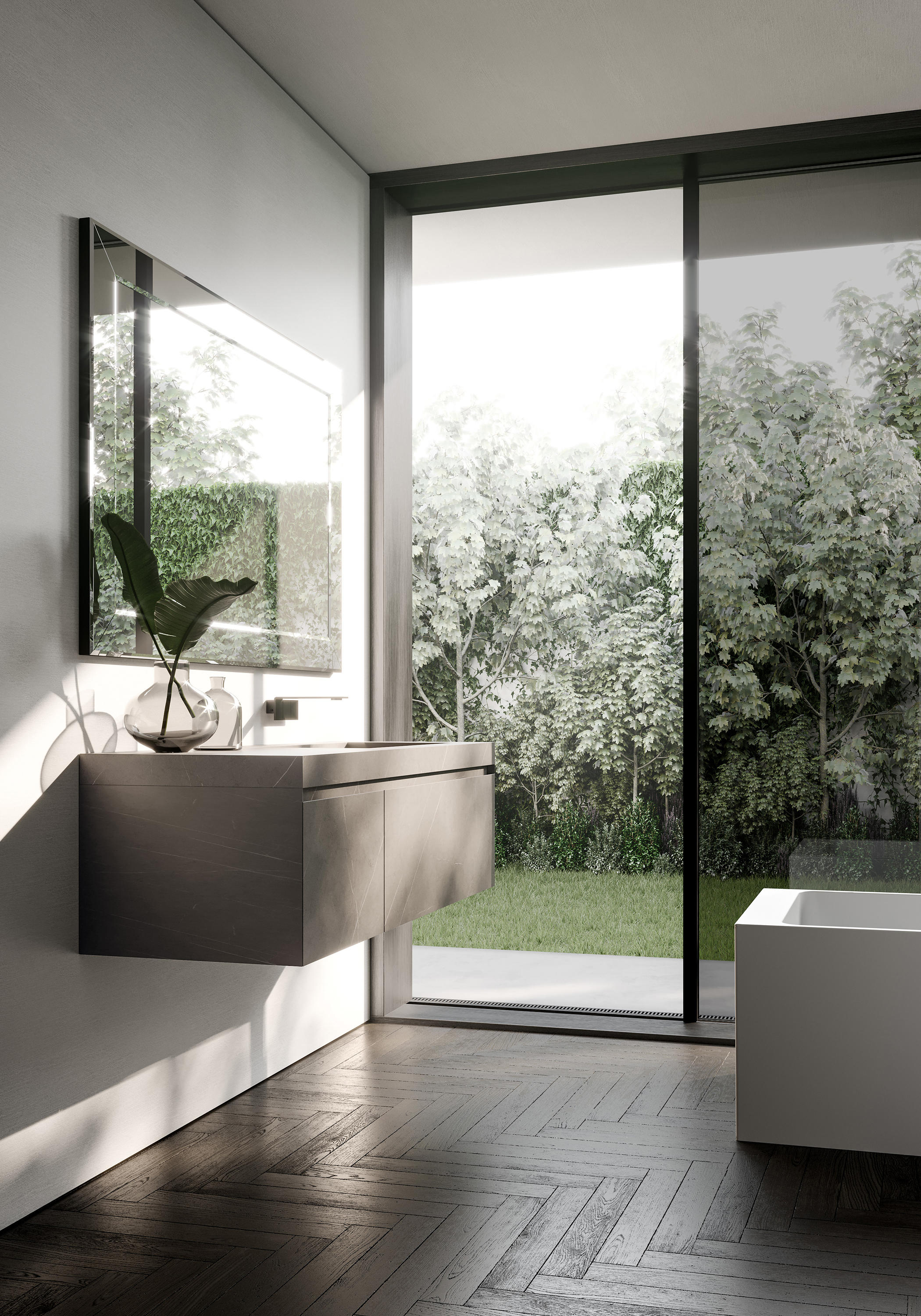 IDEA CUBIK KIT #24 BATHROOM CABINET (UNICOLOR HPL TOBACCO)