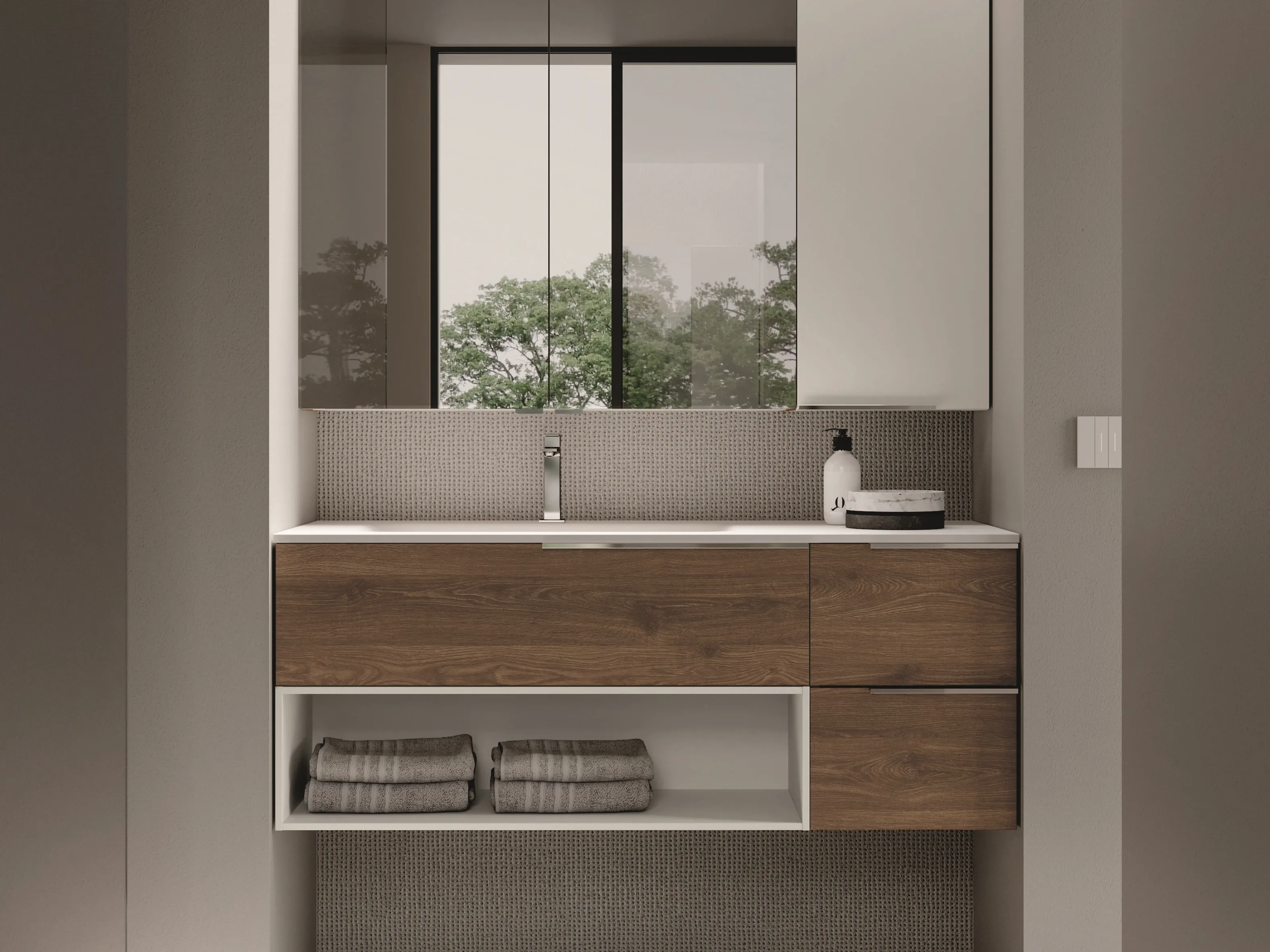 IDEA MY TIME KIT #05 ​​BATHROOM CABINET (FIGHT OAK MELAMINE)