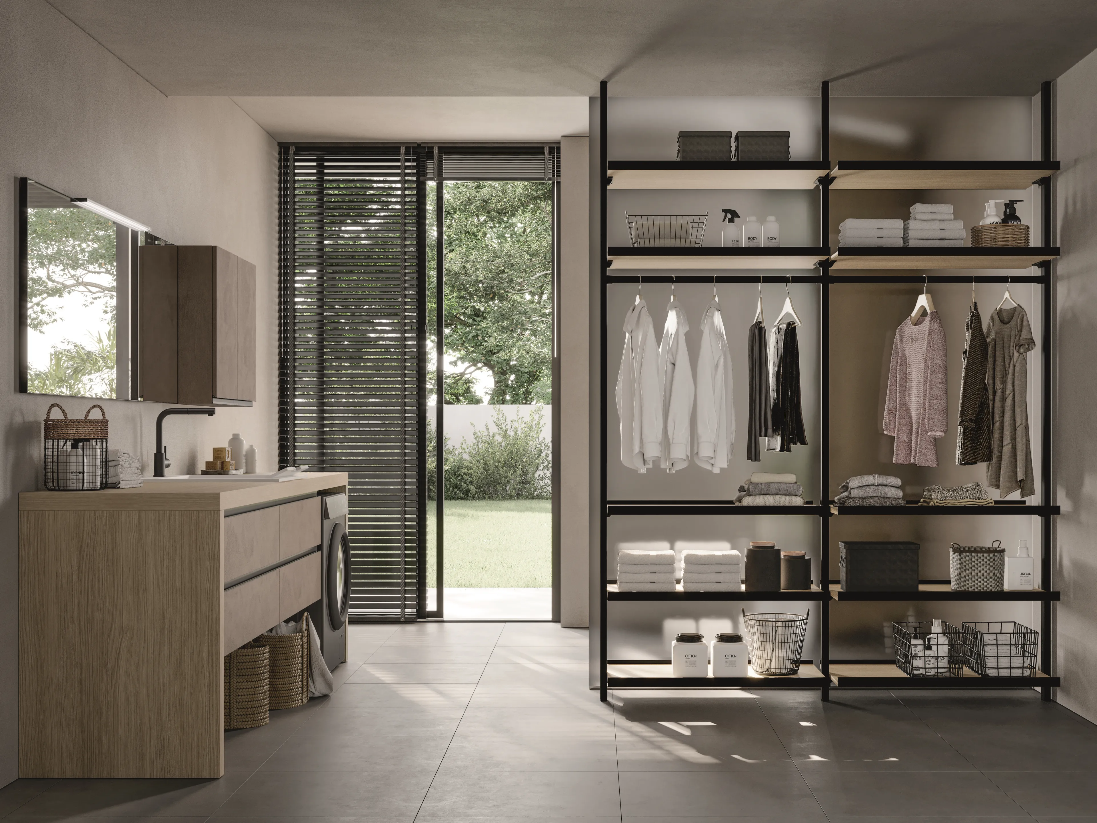 IDEA SPAZIO TIME KIT #05 ​​BATHROOM CABINET (BORNEO OAK MELAMINE)