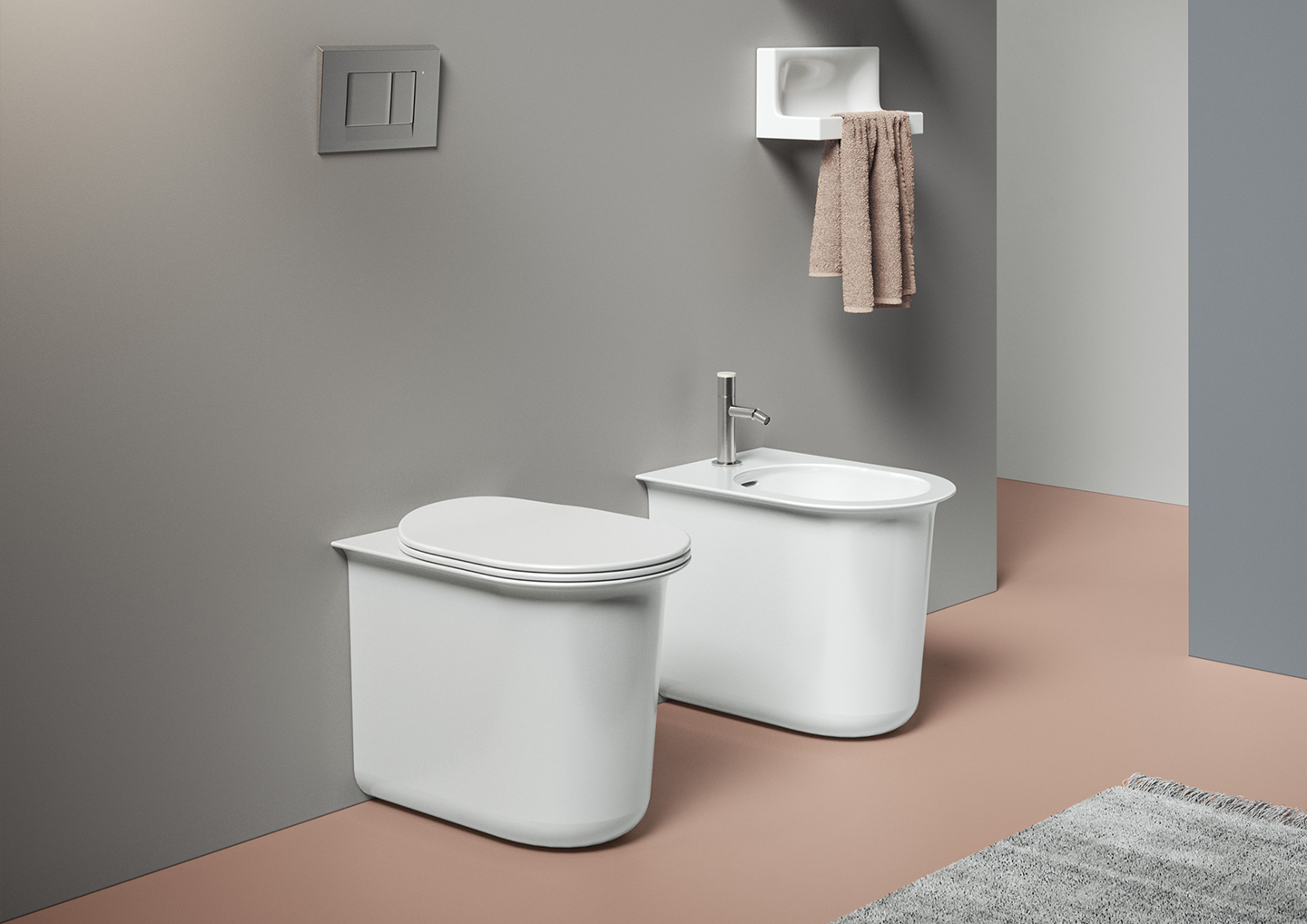 THE.ARTCERAM Chic with FLOOR-HAND WC - FLOOR-HAND BIDET kit