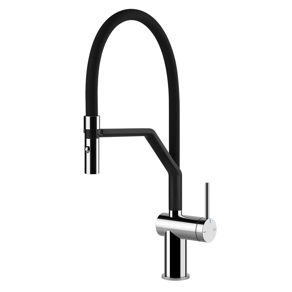 GESSI INEDITO Semi-Pro single-lever swivel mixer with double-jet shower