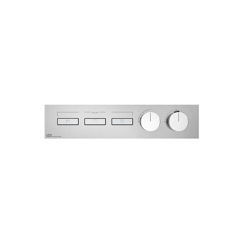 GESSI External parts for thermostatic mixer with three independent functions, with on-off buttons.