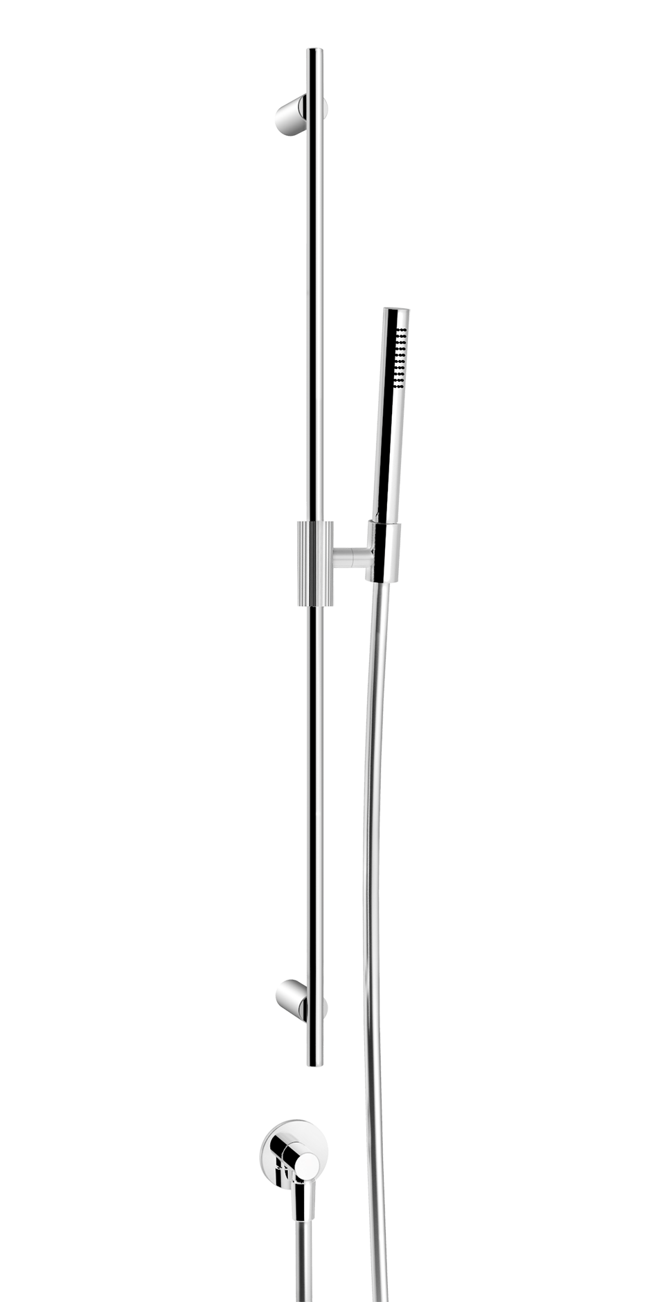 GESSI Sliding bar with water connection, anti-limescale hand shower and 1.50 m flexible hose. RIBBED.