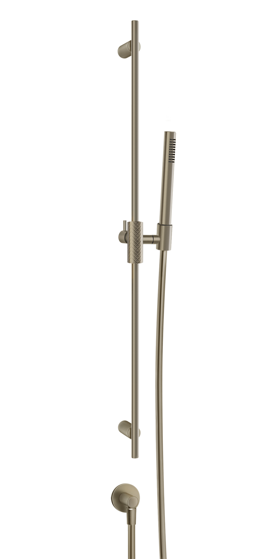 GESSI Sliding bar with water connection, anti-limescale hand shower and 1.50 m flexible hose. INTRECCIO