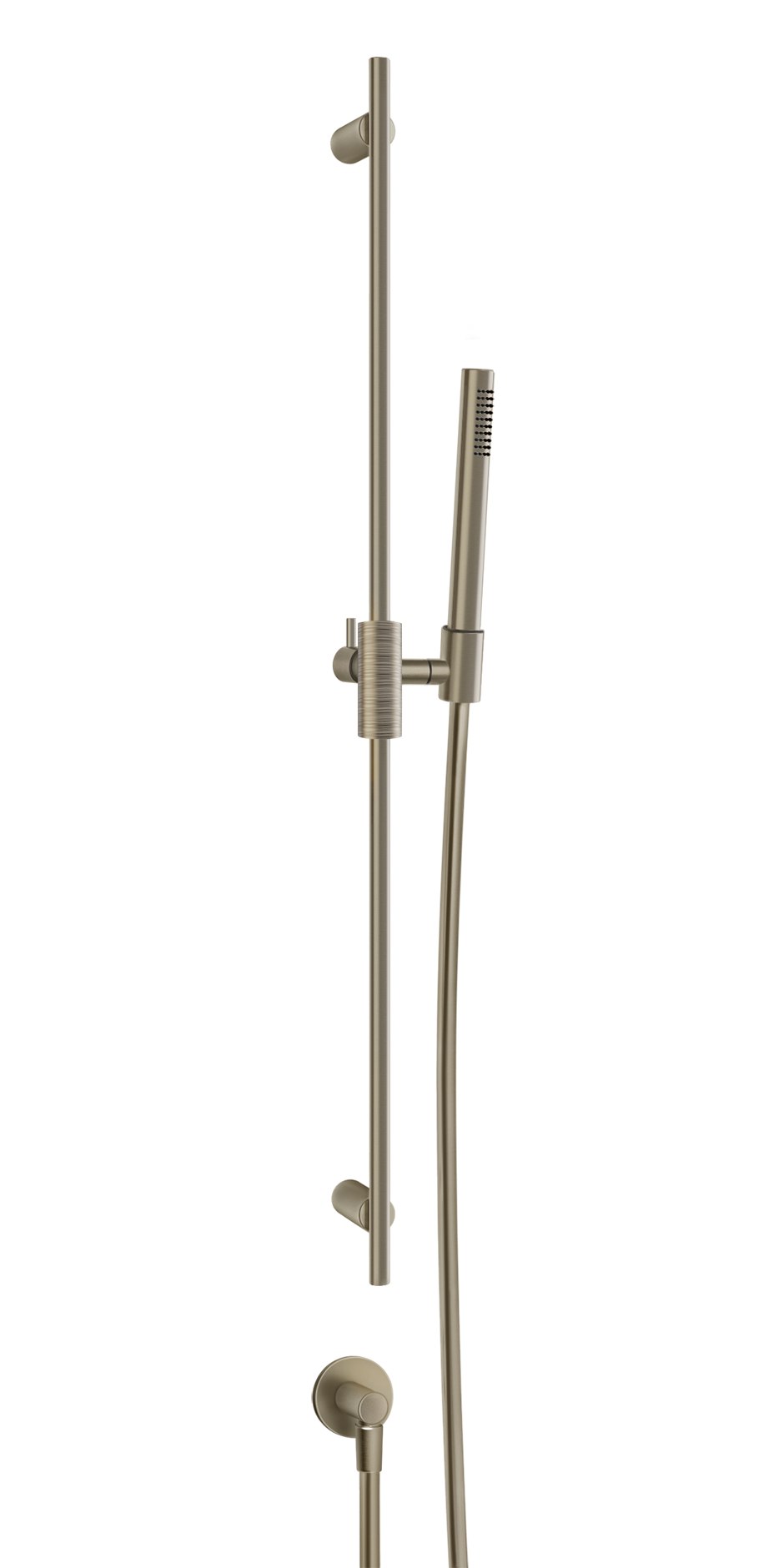 GESSI Sliding bar with water connection, anti-limescale hand shower and 1.50 m flexible hose. TRAME