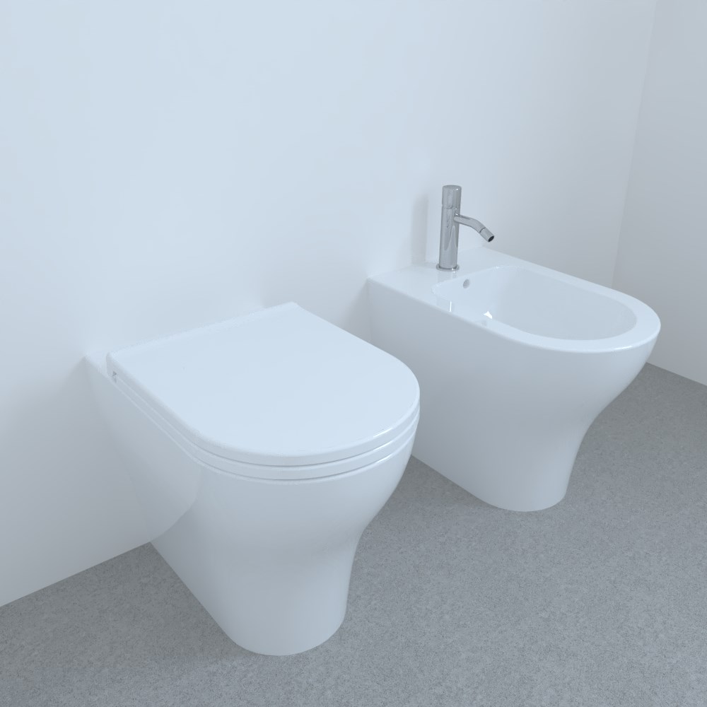 CIELO ENJOY 53 with FLOOR-MOUNTED WC kit - TOILET SEAT - WALL-MOUNTED BIDET