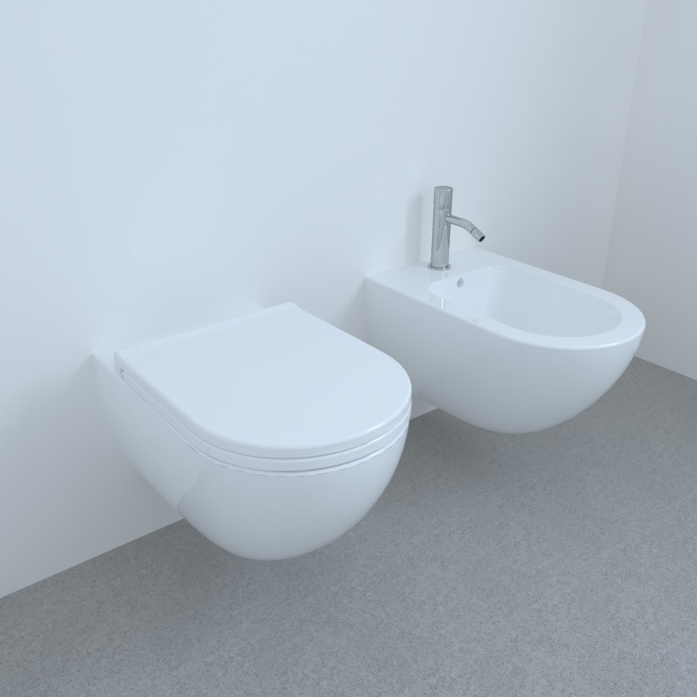 CIELO ENJOY 53 with WALL-HUNG WC kit - TOILET SEAT - WALL-HUNG BIDET