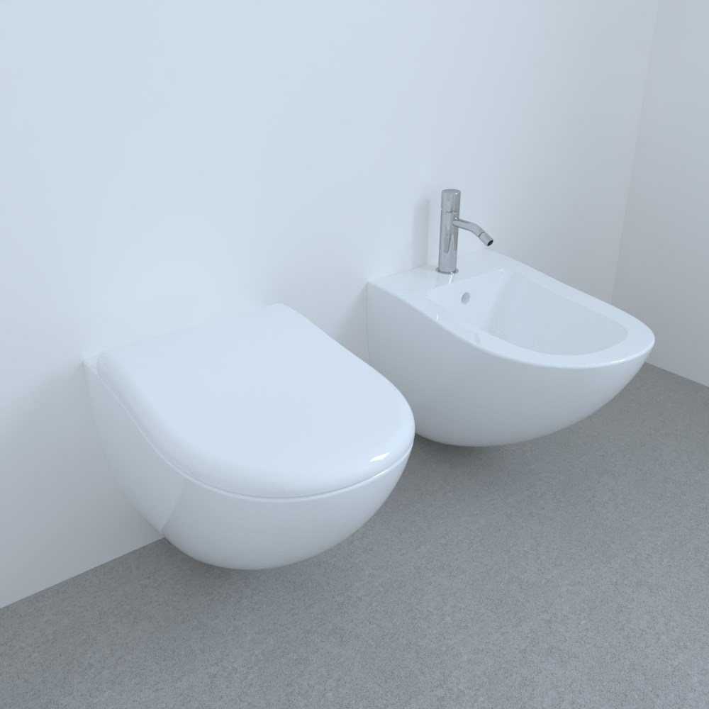 CIELO FLUID with WALL-MOUNTED WC kit - TOILET SEAT - WALL-MOUNTED BIDET