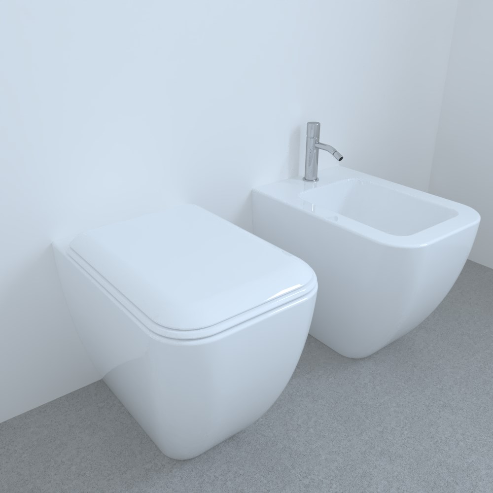 CIELO SHUI COMFORT with FLOOR-MOUNTED BIDET kit - FLOOR-MOUNTED WC - TOILET SEAT