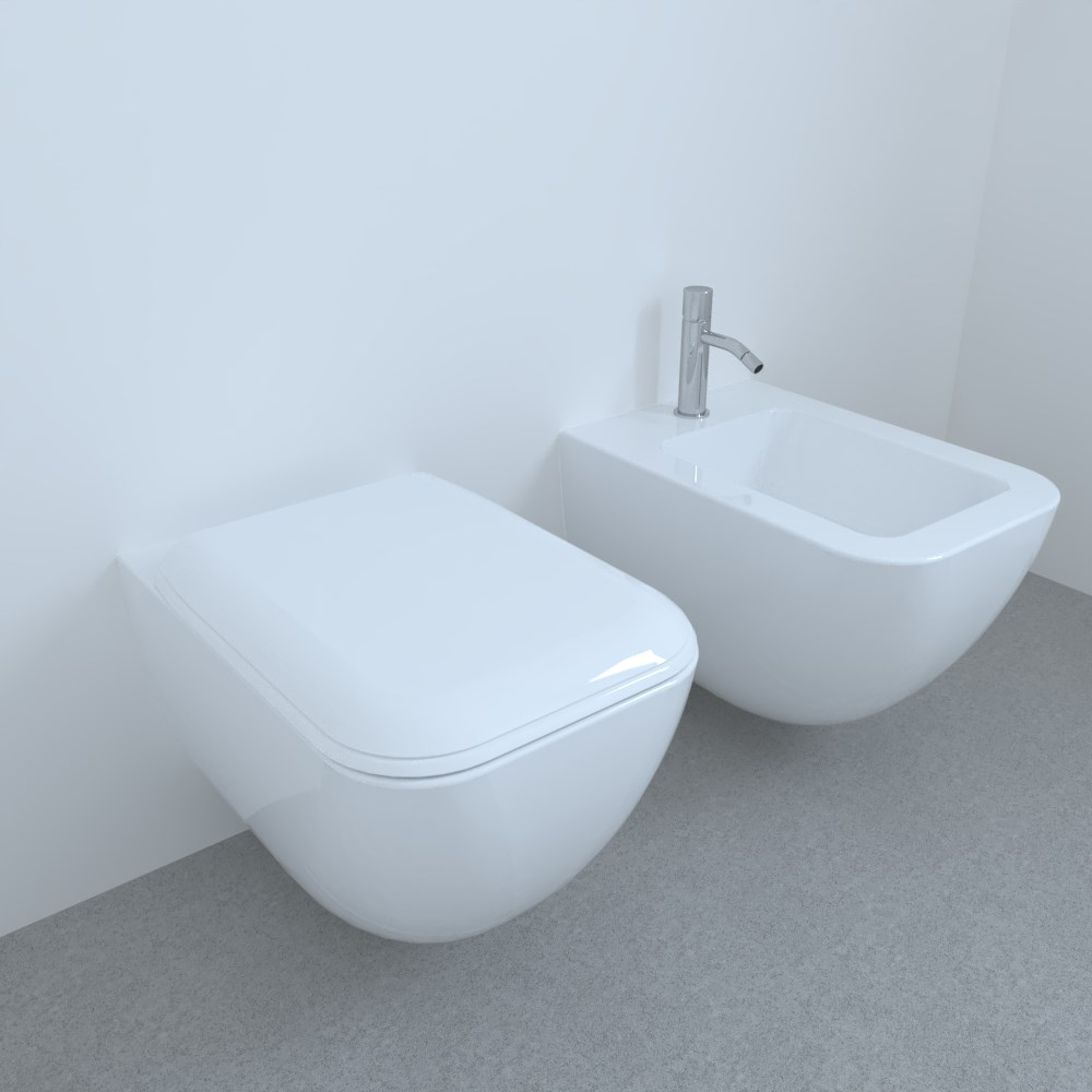 CIELO SHUI COMFORT with WALL-MOUNTED BIDET kit - WALL-MOUNTED WC - TOILET SEAT