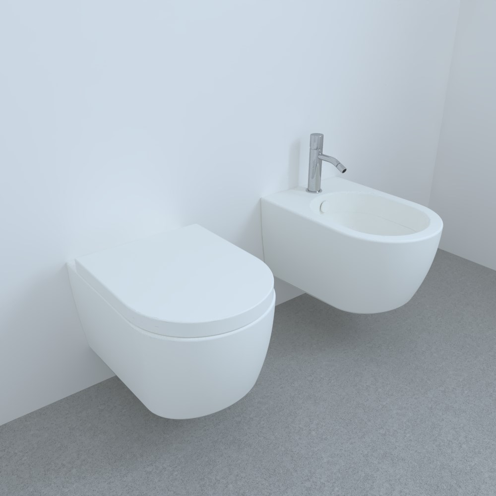 CIELO SMILE 53 with WALL-MOUNTED BIDET kit - WALL-MOUNTED WC - TOILET SEAT