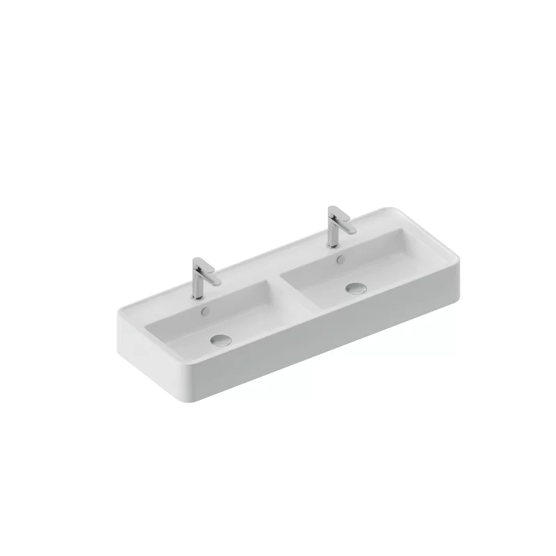 THE.ARTCERAM RODOLFO WASHBASIN 120 DOUBLE V. SUSPENDED / COUNTERTOP / SANIGLAZE