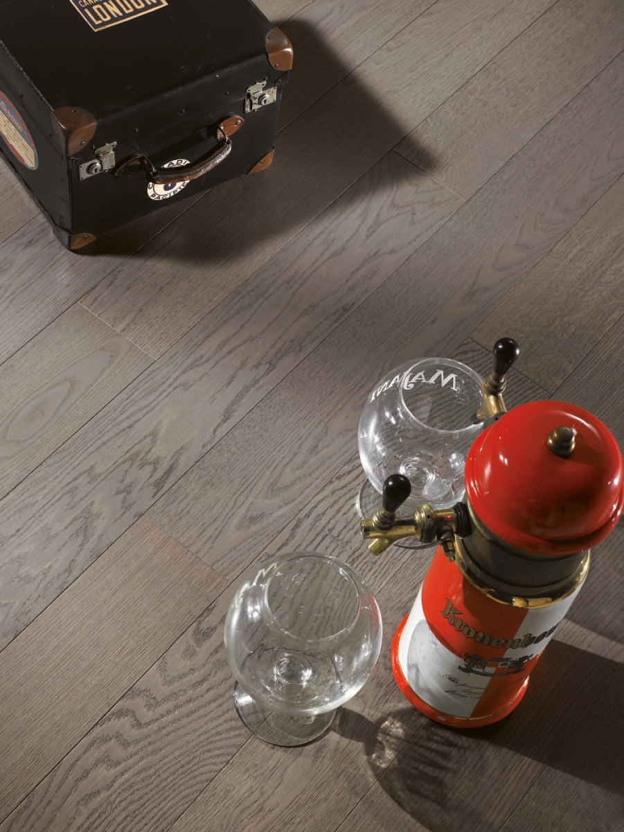 ORIGINAL PARQUET DOGHE TOSCANE Rovere 'Rustica' Fumo di Londra mm.15x190x2000