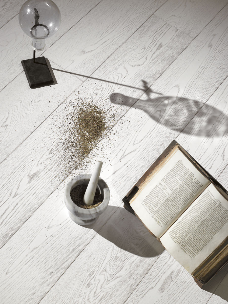 ORIGINAL PARQUET EASY PLANCIA Rovere 'Standard' Bianco+Bianco  mm.10x150x1000